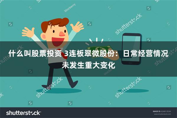 什么叫股票投资 3连板翠微股份：日常经营情况未发生重大变化