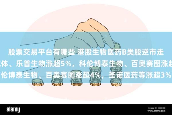 股票交易平台有哪些 港股生物医药B类股逆市走高，歌礼制药、中国抗体、乐普生物涨超5%，科伦博泰生物、百奥赛图涨超4%，圣诺医药等涨超3%